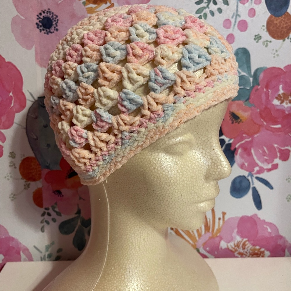 Pastel Crochet Beanie girls 4-8